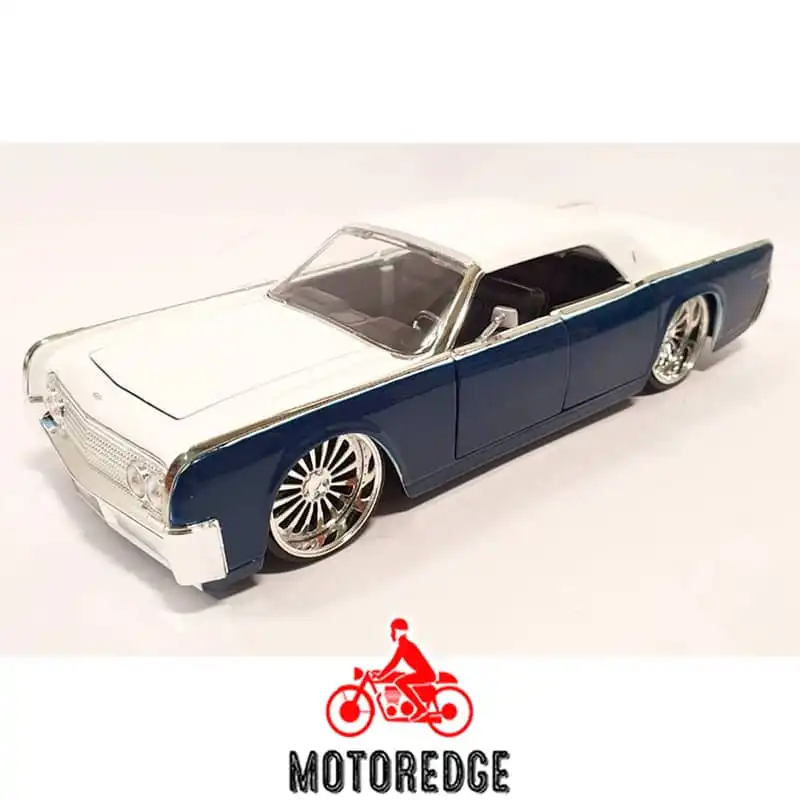 conti99555plata2jada Lincoln Continental 1963 Azul Y Blanco 1:24 Jada Granel - Imagen 1