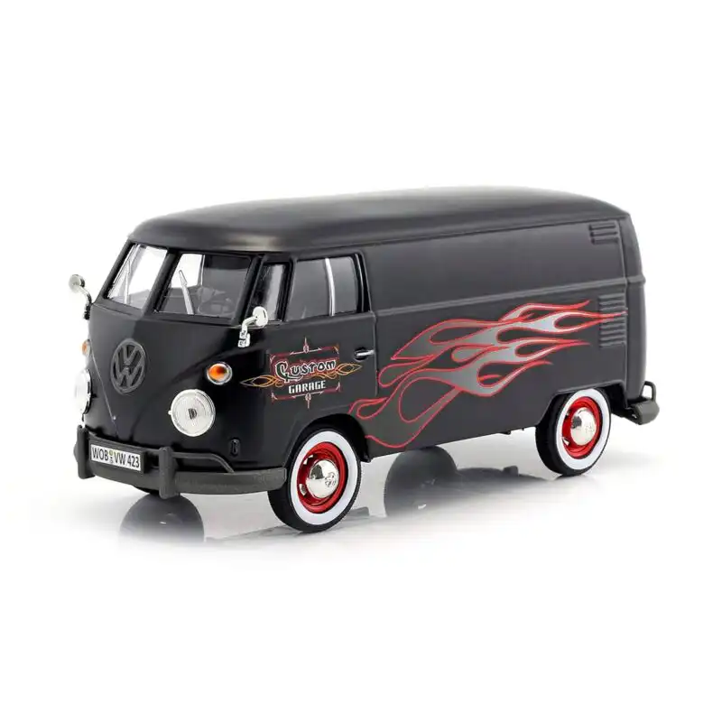 Combi Volkswagen Type 2 T1 Van Negra Motor Max 1/24 Sin Caja