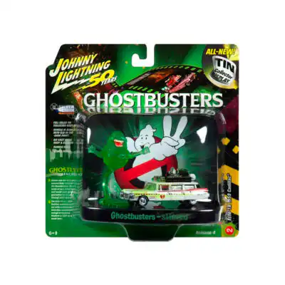 Cadillac Ecto 1 1959 Cazafantasmas Slimed Johnny Lightning Escala 1/64 Blanco Metal