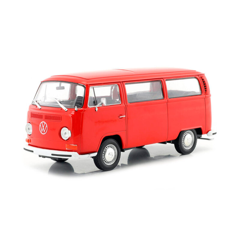 VW Combi Bus T2 1972 Rojo Welly Escala 1/24 Sin Caja