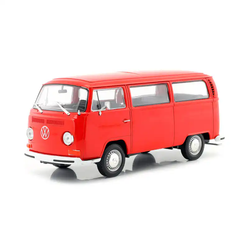 VW Combi Bus T2 1972 Rojo Welly Escala 1/24 Sin Caja