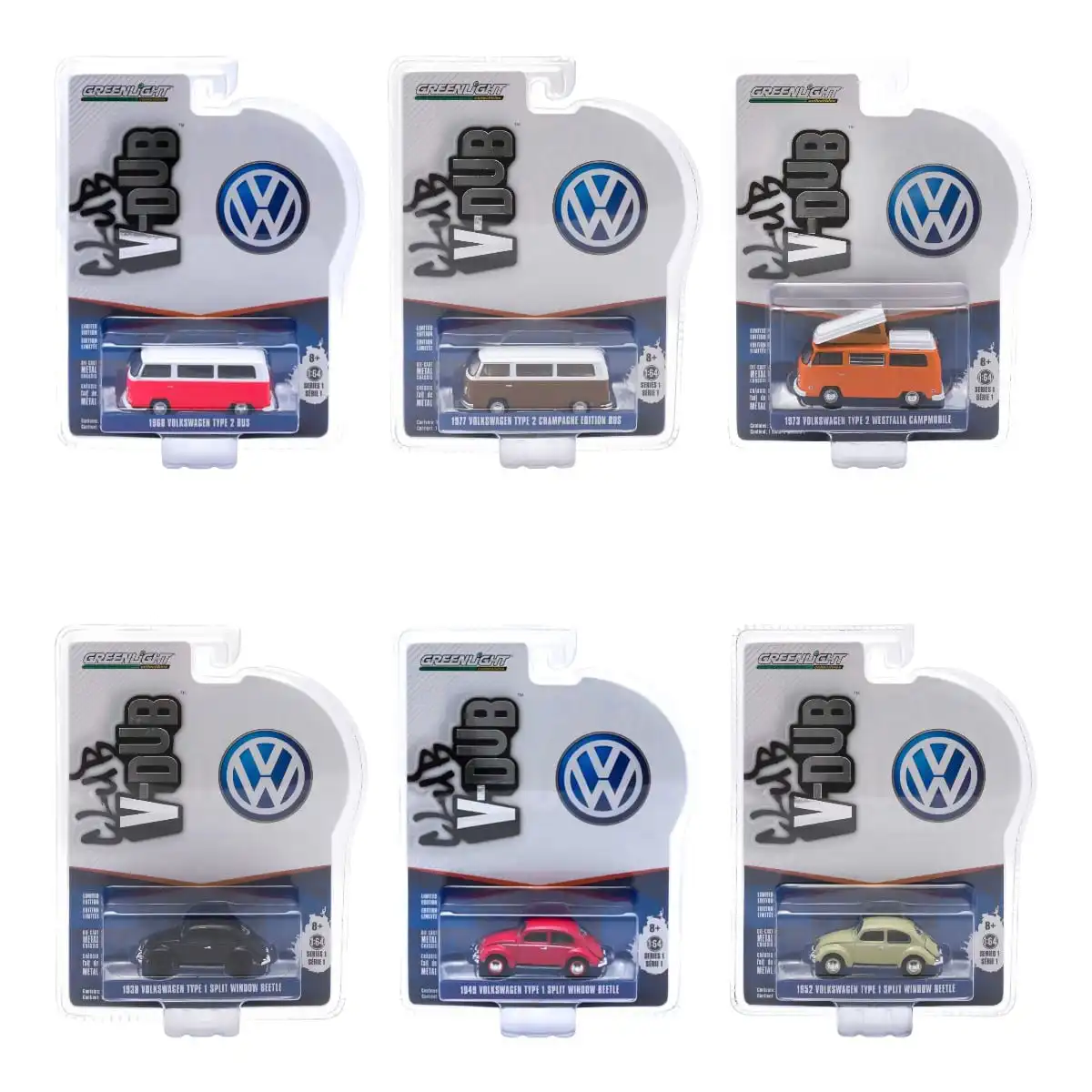 29790VDubMotoredge Volkswagen Serie 6 Piezas Greenlight 1/64 Club V-Dub Serie 1