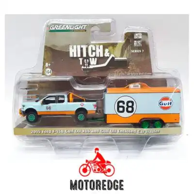 Ford F150 Gulf Remolque Green Machine Chase Greenlight 1:64