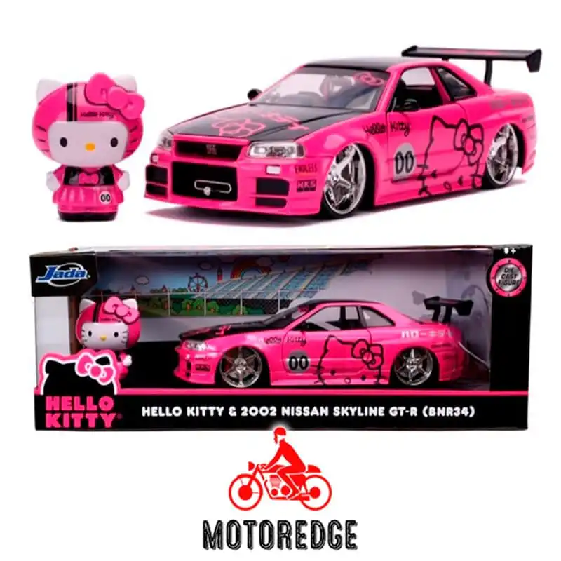 kitty31613jada Hello Kitty Nissan Skyline GTR R34 2002 1:24 Jada - Imagen 1