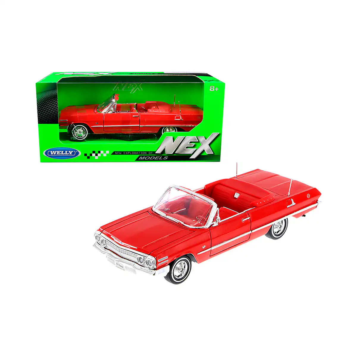 22434WRDW Chevrolet Impala SS 1963 Rojo NEX Welly Escala 1/24