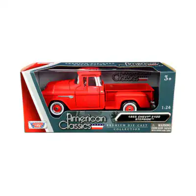 Chevy 5100 Stepside 1955 Rojo Mate Escala 1/24 Motor Max