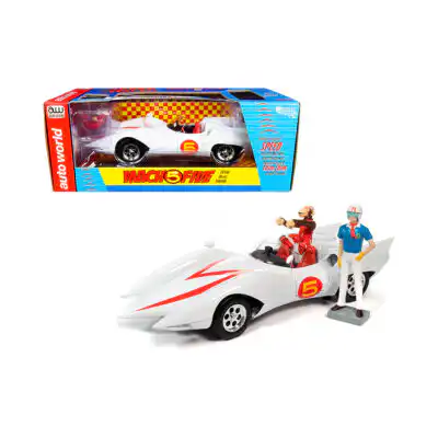 Meteoro Mach 5 Go Speed Racer con Figuras Auto World Escala 1/18