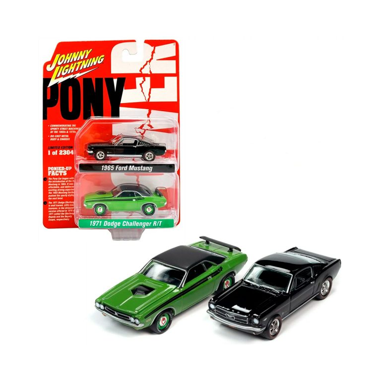 Ford Mustang y Dodge Challenger Pony Power Johnny Lightning Escala 1/64