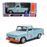 Chevrolet C10 Fleetside Pickup 1966 Gulf Motor Max Escala 1/24 Azul Metal - Imagen 7