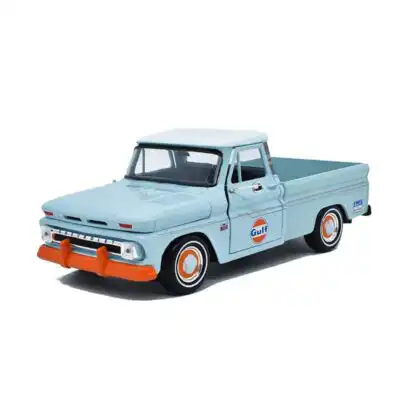 Chevrolet C10 Fleetside Pickup 1966 Gulf Motor Max Escala 1/24 Azul Metal