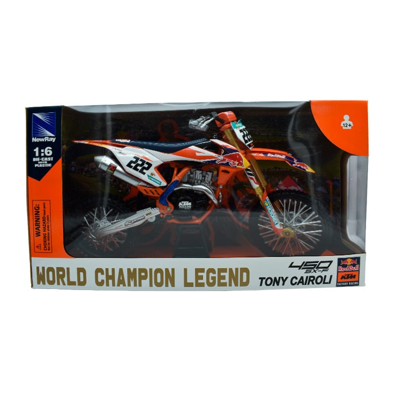 49673Tony KTM 450SX Red Bull Tony Cairoli Motocross Escala 1:6 New Ray - Imagen 1