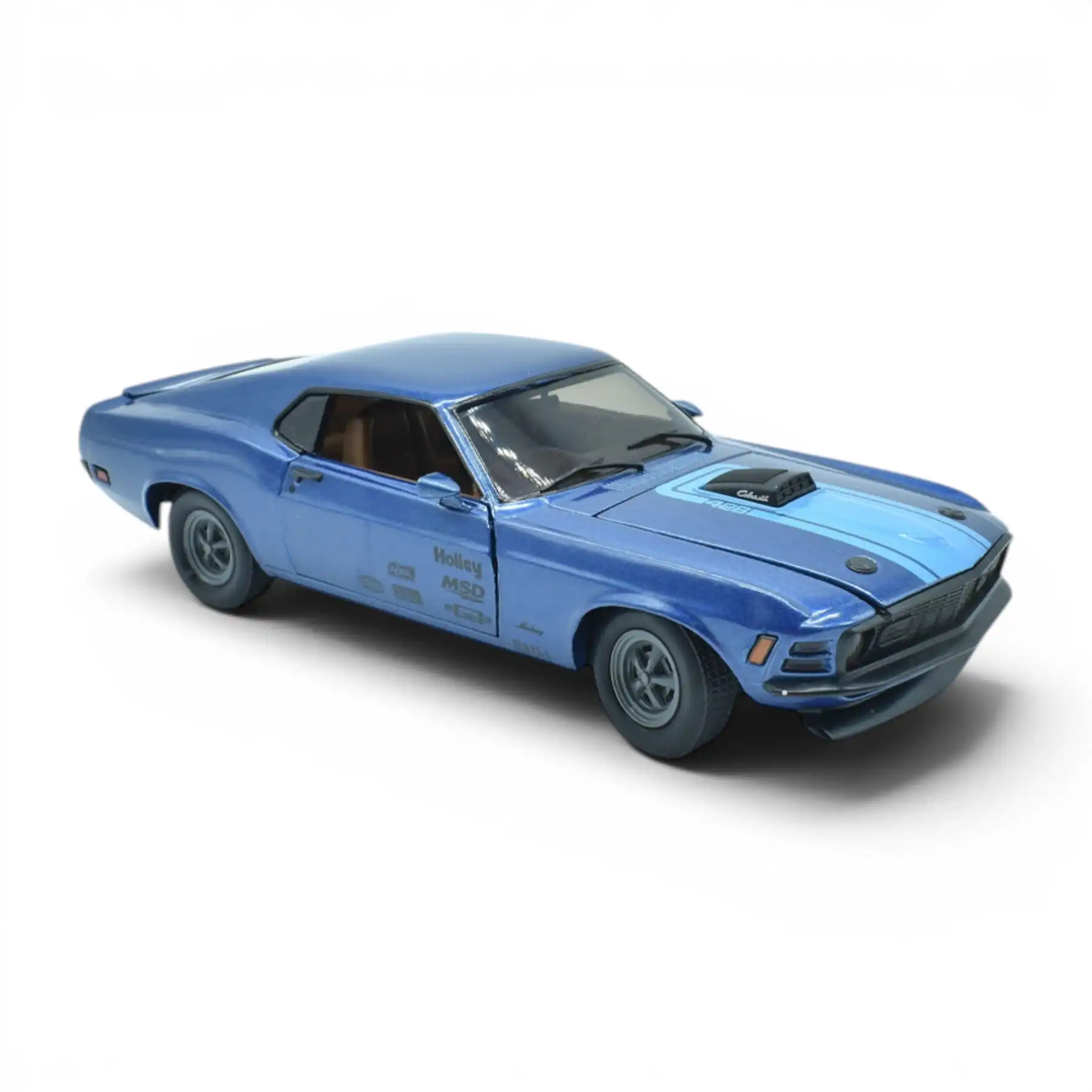 4030086AMach02 Ford Mustang Mach 1 428 1970 Custom M2 Machines Escala 1/24 Azul Metal