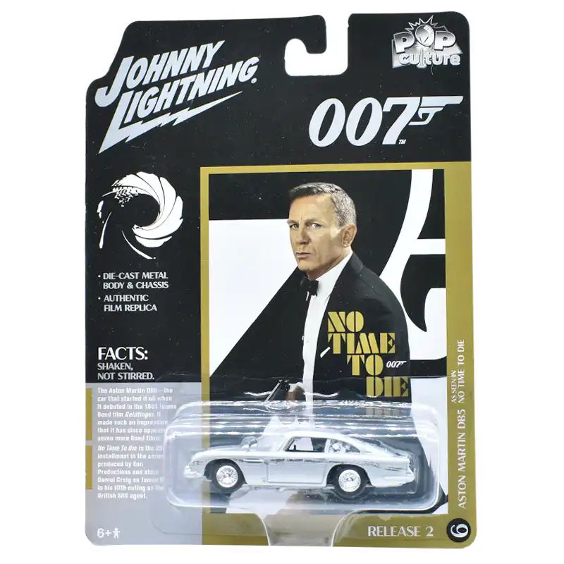 JLSP16024BOND Aston Martin DB5 1965 007 No Time To Die Johnny Lightning Escala 1/64 Plata Metal