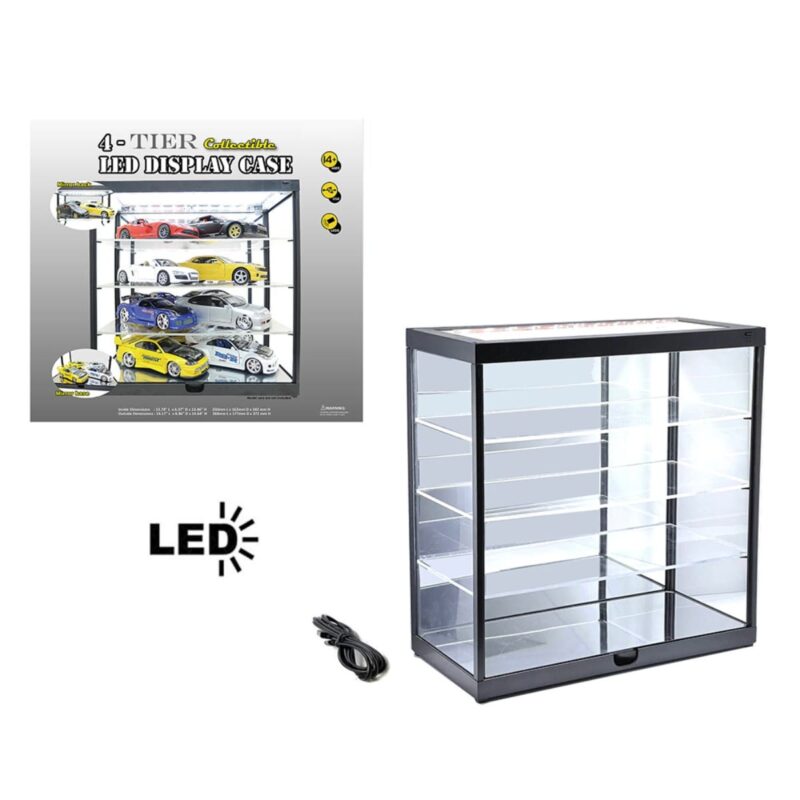 Vitrina Exhibidor para Autos a Escala con Luz LED 4 Pisos