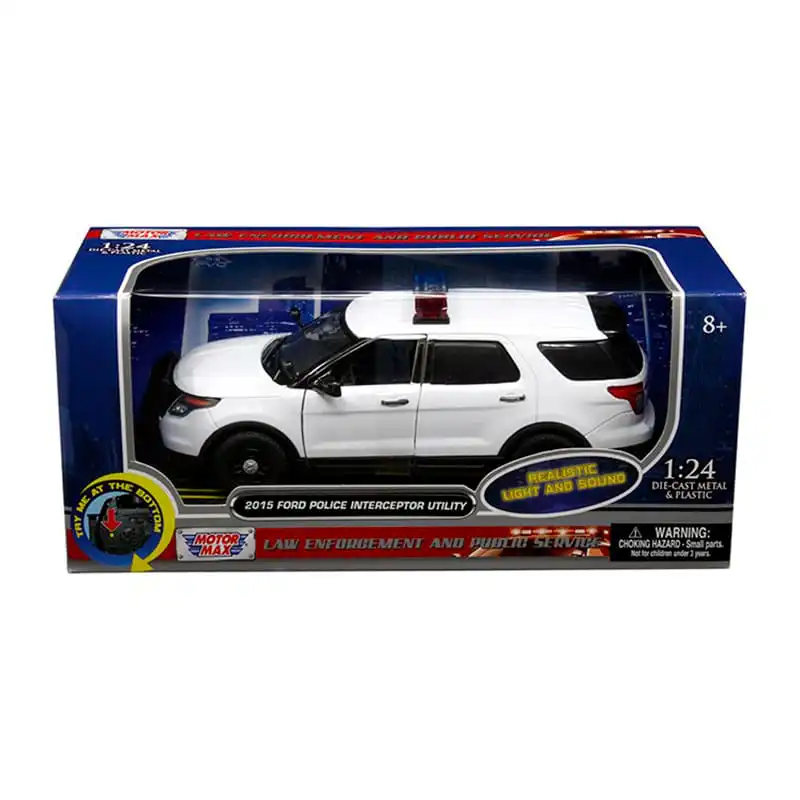 79535WH Ford Police Interceptor Utility 2015 Patrulla Luz y Sonido Motor Max 1/24