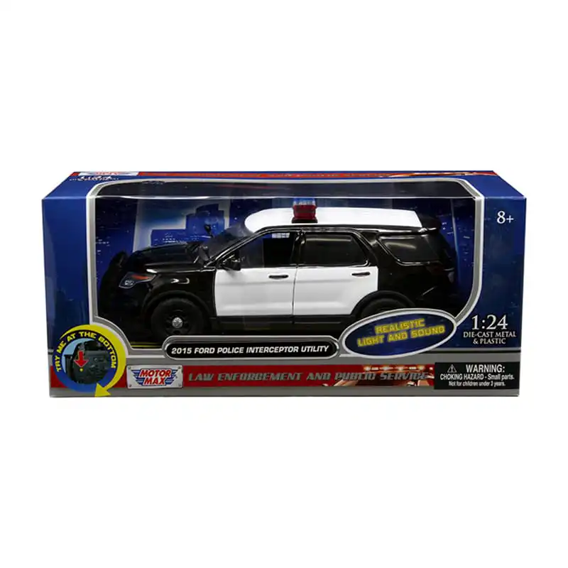 79536mm Ford Police Interceptor Utility 2015 BN Patrulla Luz y Sonido Motor Max 1/24 - Imagen 1