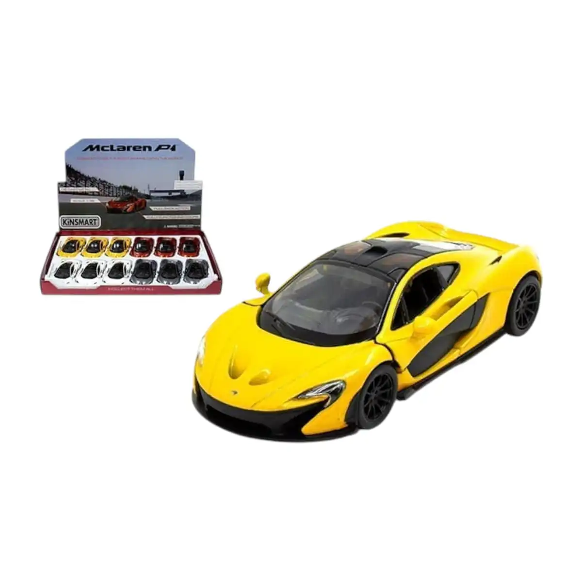 KT5393D-Caja McLaren P1 Caja 12 Piezas Fricción Kinsmart Escala 1/36 - Imagen 1