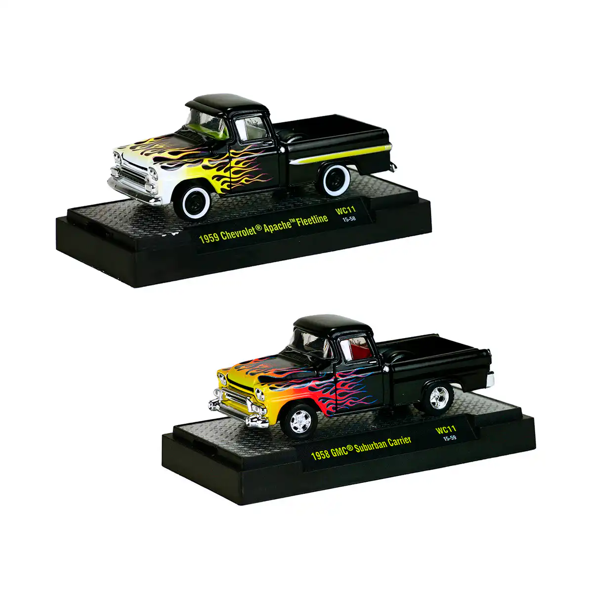 32500WC11Set4 Chevy Apache 1959 y GMC Suburban 1958 Set 2 Piezas M2 Machines 1/64 - Imagen 1