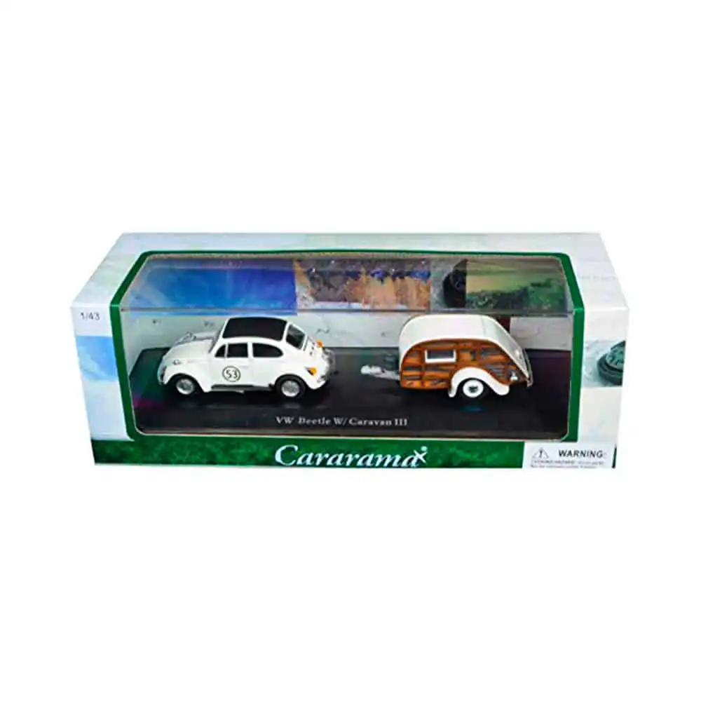 14811CA VW Beetle Herbie Caravan Vocho Con Remolque Cararama 1/43