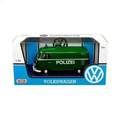 Volkswagen Combi T2 1962 Polizei Patrulla Motor Max Escala 1/24 Verde Metal