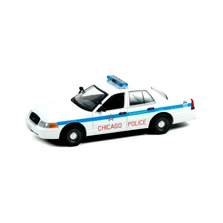 Ford Crown Victoria 2008 Police Interceptor Hot Pursuit Greenlight Escala 1/24 Blanco Metal