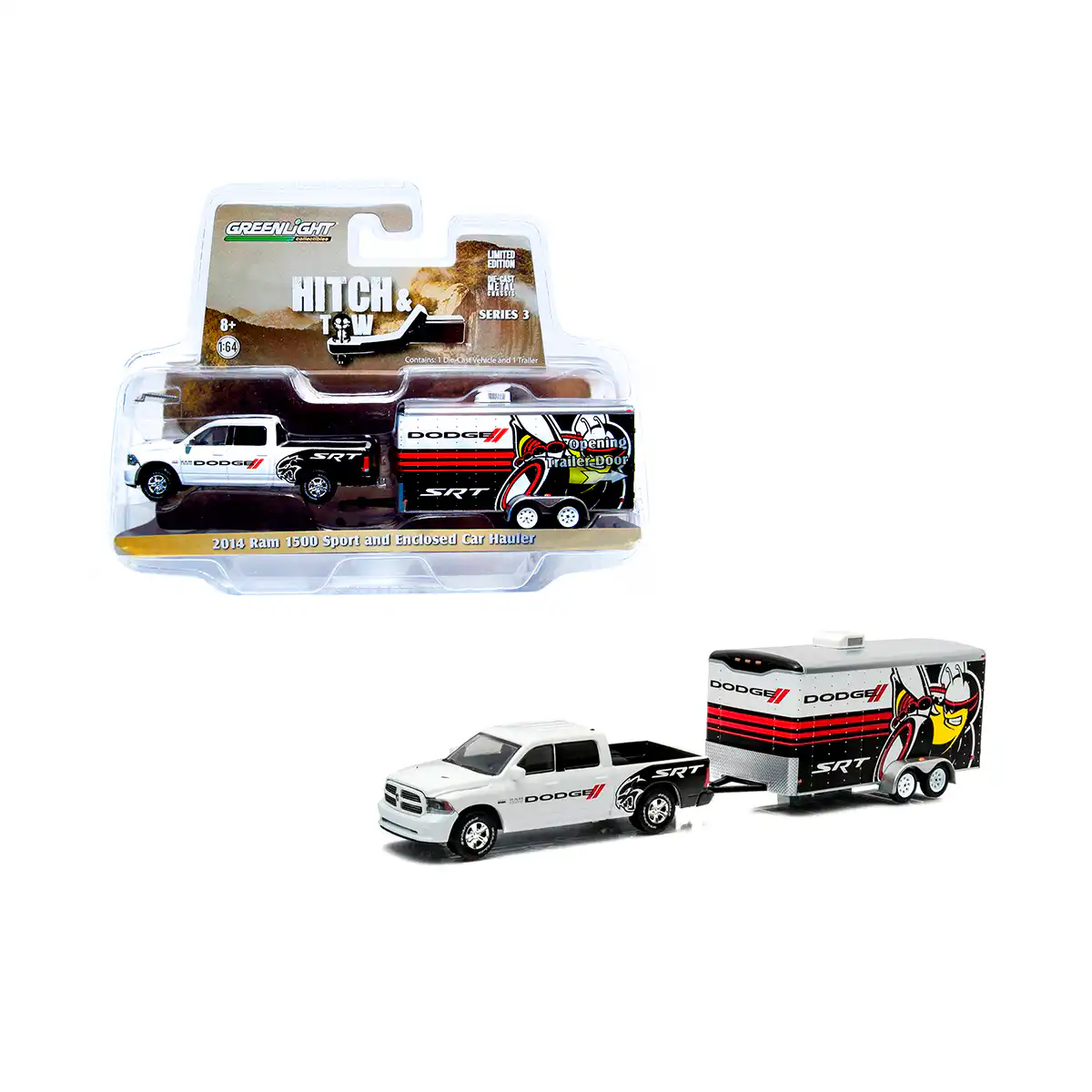 32030Dodge Dodge RAM SRT 2014 Remolque Hitch Tow Greenlight Escala 1/64