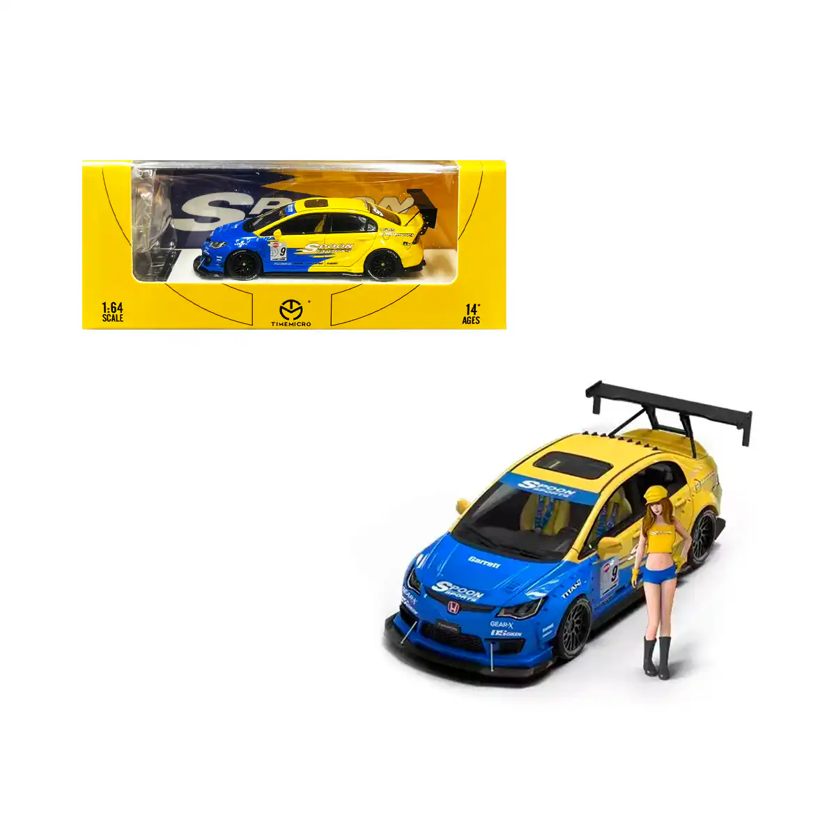 TMHondaSpoon5 Honda Civic Spoon Sports con Figura TimeMicro Escala 1/64 - Imagen 1