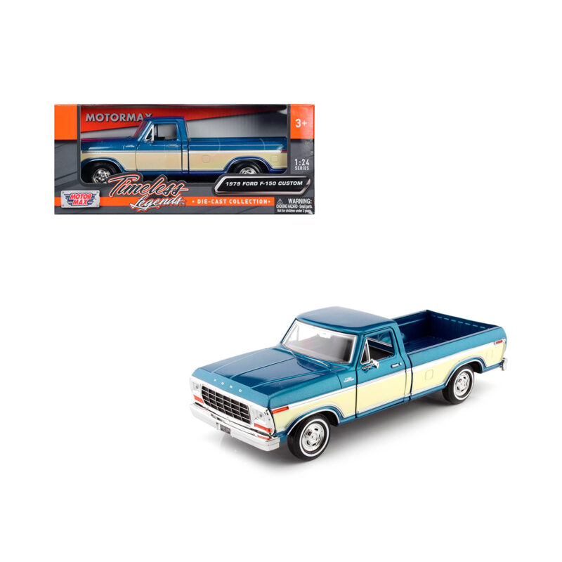 Ford F150 Custom 1979 Pick Up Azul Duo Motor Max Escala 1/24