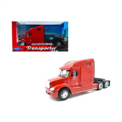 Tráiler Freightliner Columbia Rojo Caja Welly Escala 1/32