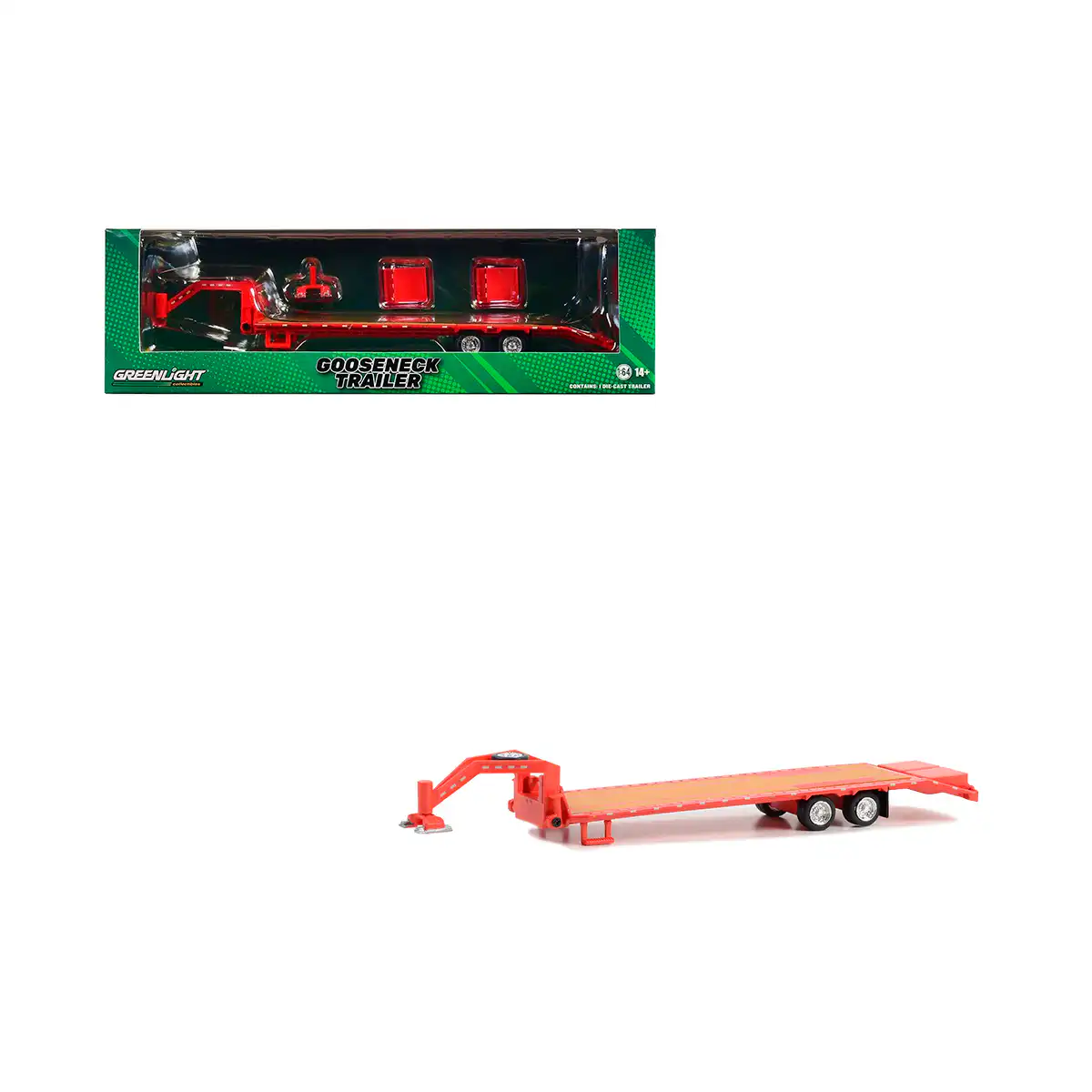 30467GansoMotoredge1 Remolque Cuello de Ganso Naranja Gooseneck Greenlight 1/64 - Imagen 1