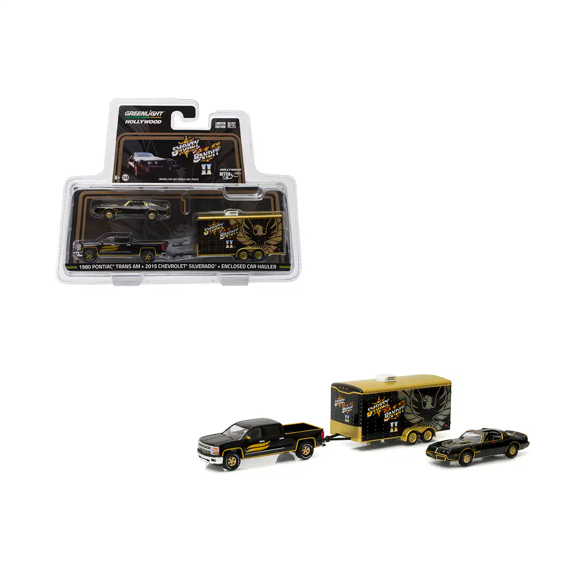 31010Smokey1 Chevy Silverado 2015 y Pontiac 1980 Smokey Greenlight 1/64