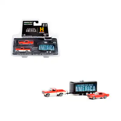 Ford F100 1967 y Mustang Fastback 1965 History Greenlight 1/64