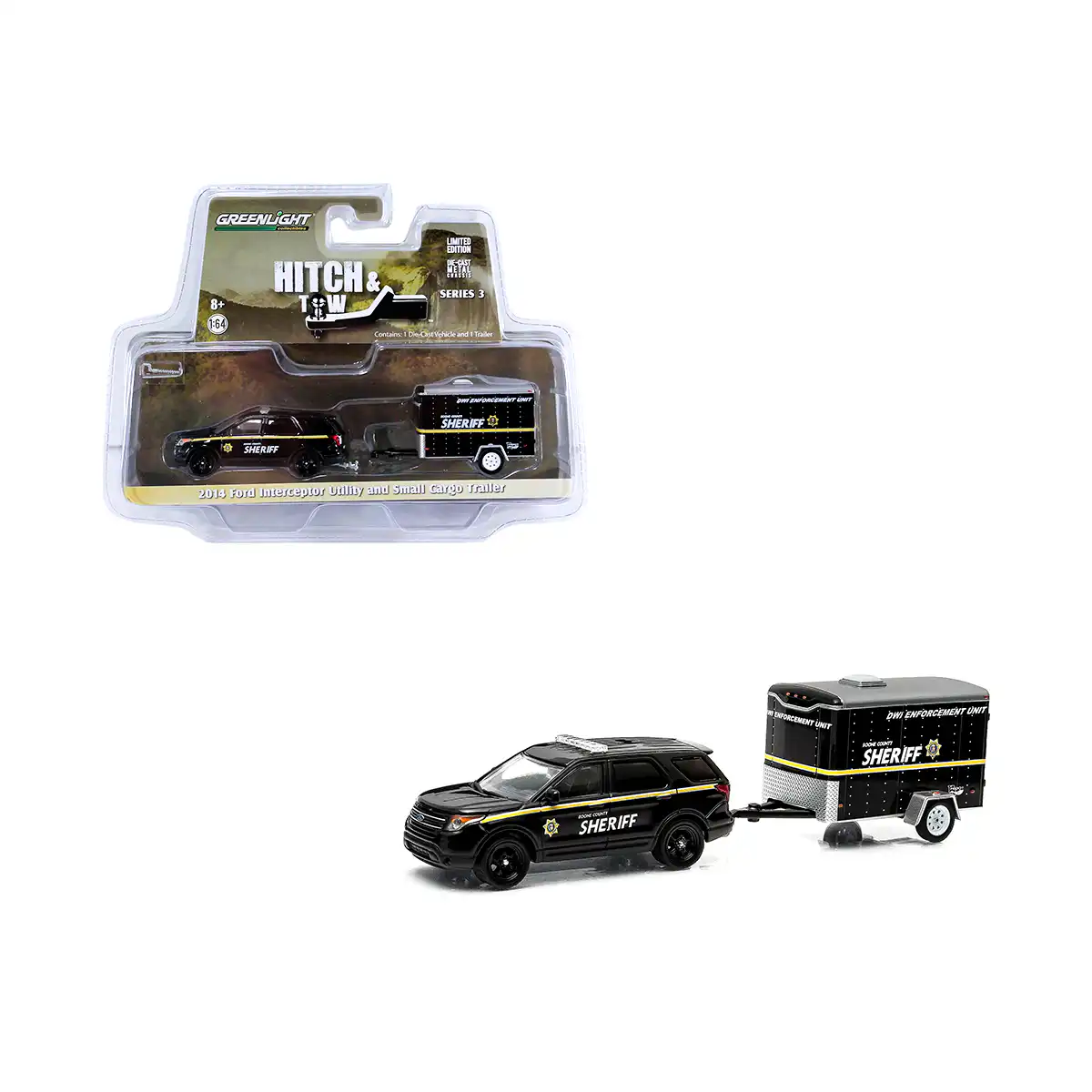 32030Sheriff Ford Interceptor Utility 2014 Patrulla Hitch Greenlight 1/64 - Imagen 1
