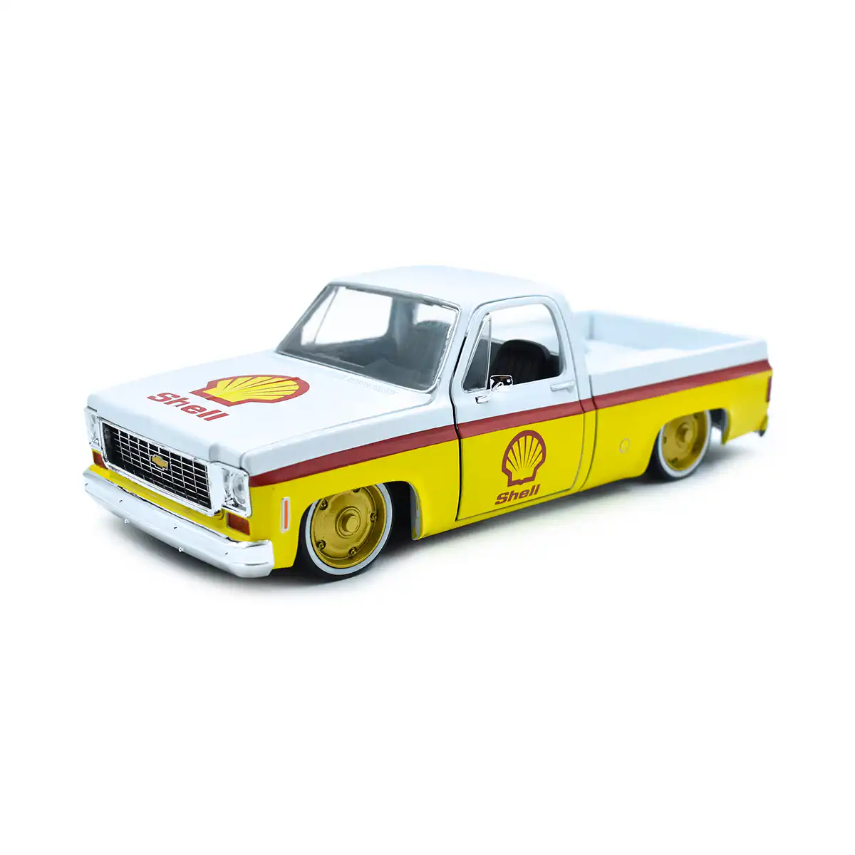 40300-R111ShellMotoredge2 Chevrolet Cheyenne 10 Pickup 1973 Shell M2 Machines Escala 1/24 Amarillo Metal