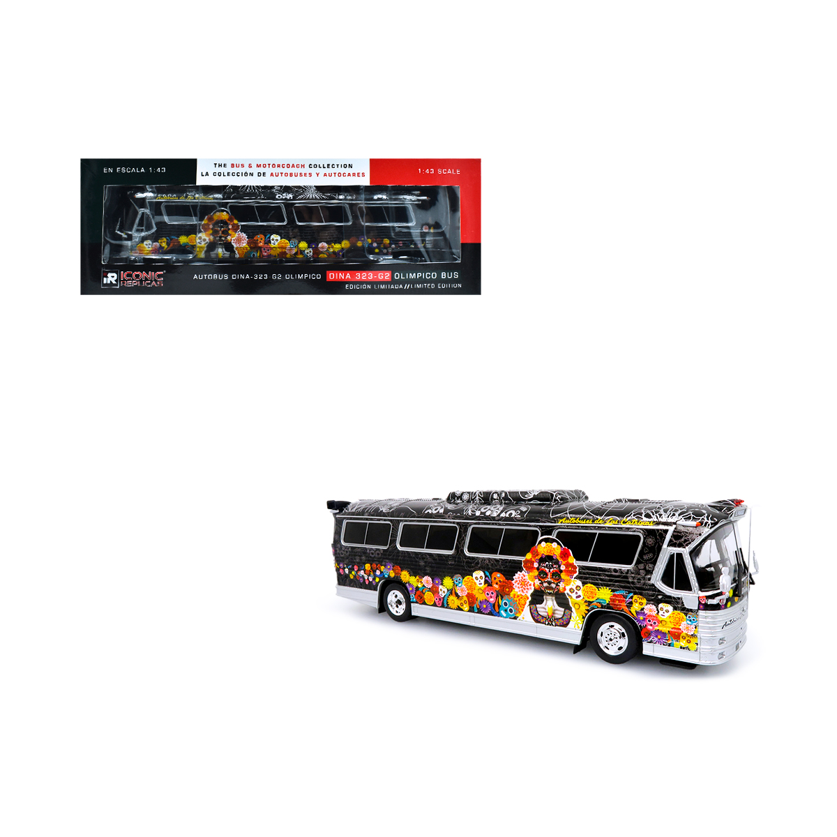 43-0488CatrinasMotoredge2 Autobús Dina Olimpico 323 G2 Catrinas Iconic Replicas 1/43 - Imagen 1