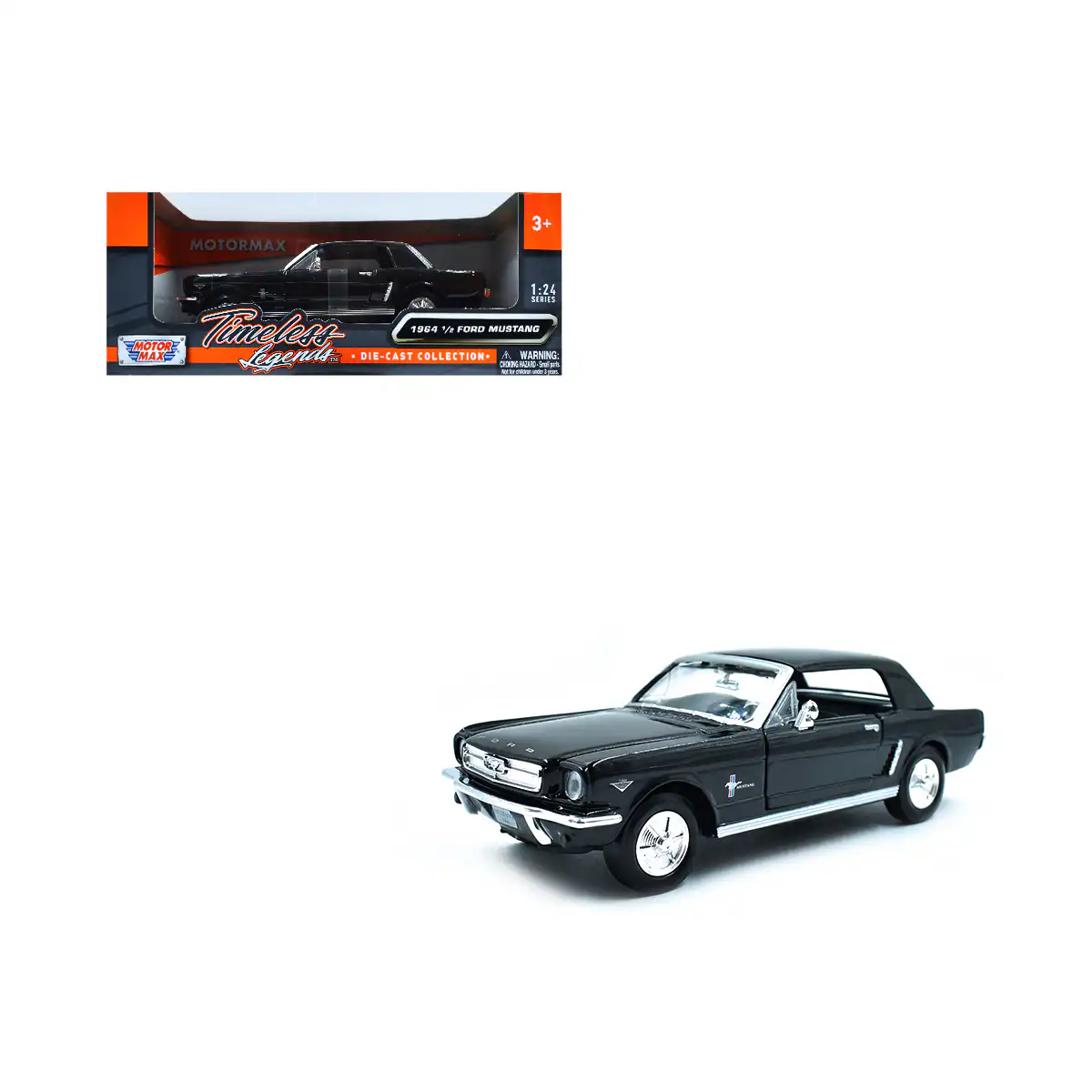 73273BKMustangBK1 Ford Mustang 1964 1/2 Negro Legends Motor Max Escala 1/24 - Imagen 1