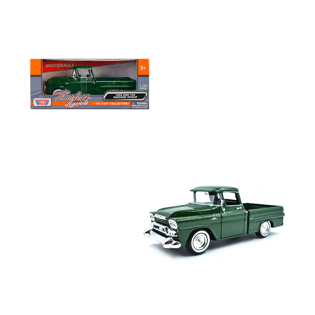 79385GRNGMCMotoredge2 GMC 100 Wideside Pickup 1958 Verde Motor Max Escala 1/24 - Imagen 1