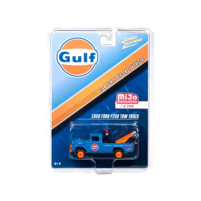 Ford F250 1959 Pickup Grúa Gulf Johnny Lightning Escala 1/64