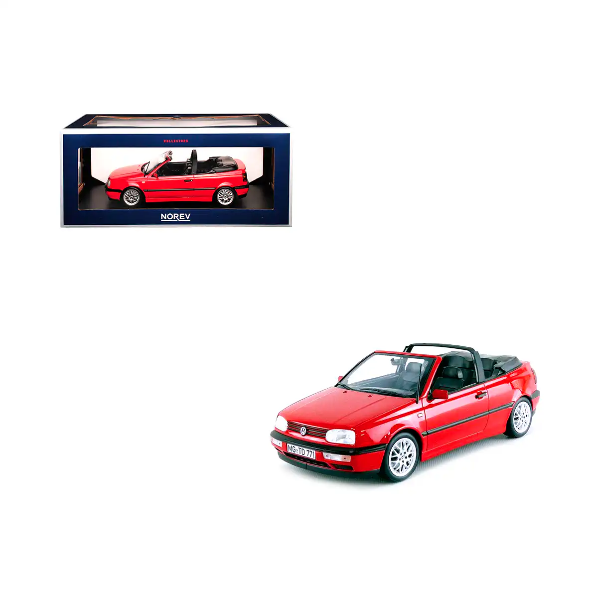 188433Golf Volkswagen Golf Cabriolet 1995 Caribe Rojo Norev Escala 1/18 - Imagen 1