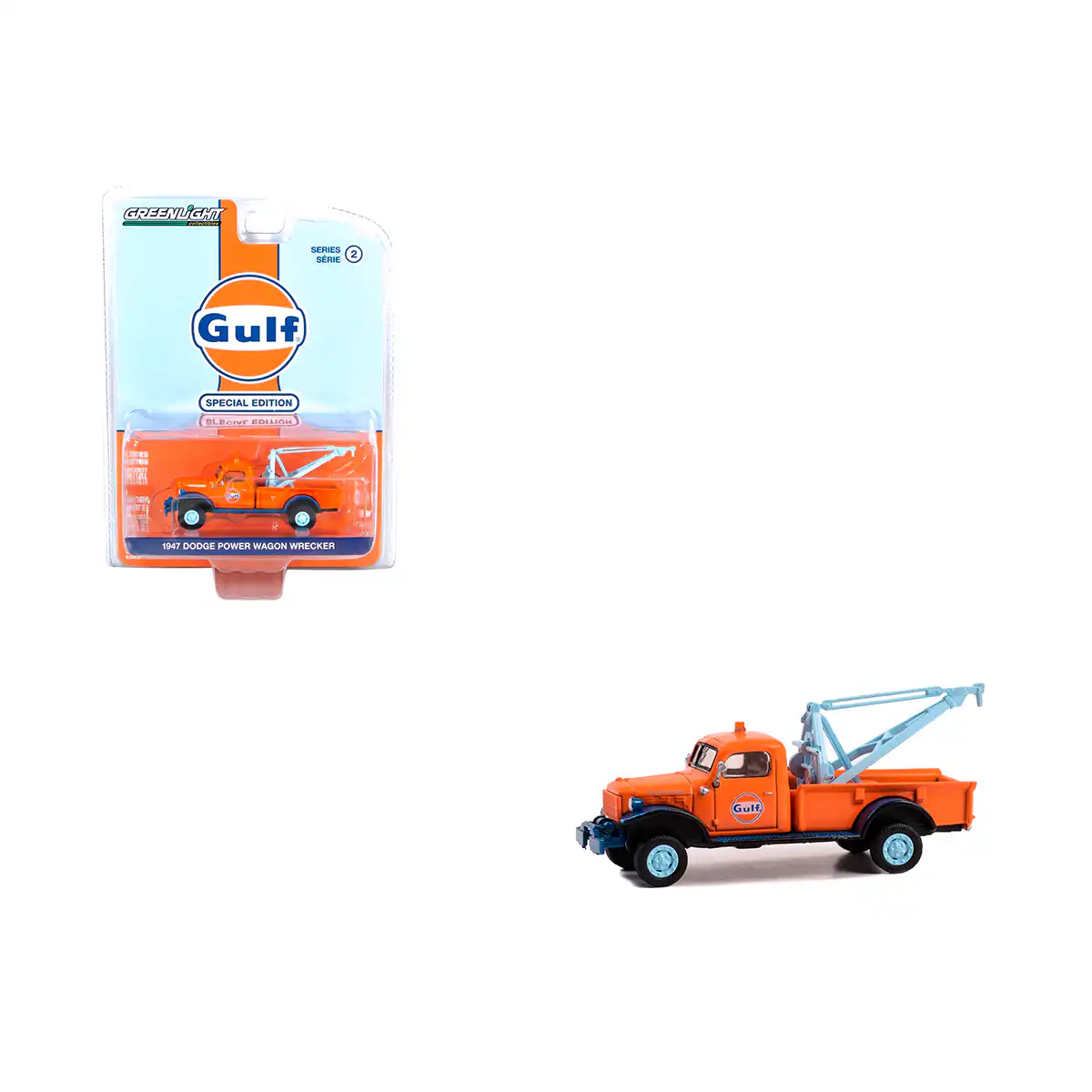 41145ADodge1 Dodge Grúa Power Wagon Wrecker 1947 Gulf Greenlight 1/64 - Imagen 1