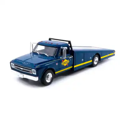 Chevrolet C30 Grúa 1967 Sunoco Racing Rampa Acme Escala 1/18 Azul Metal