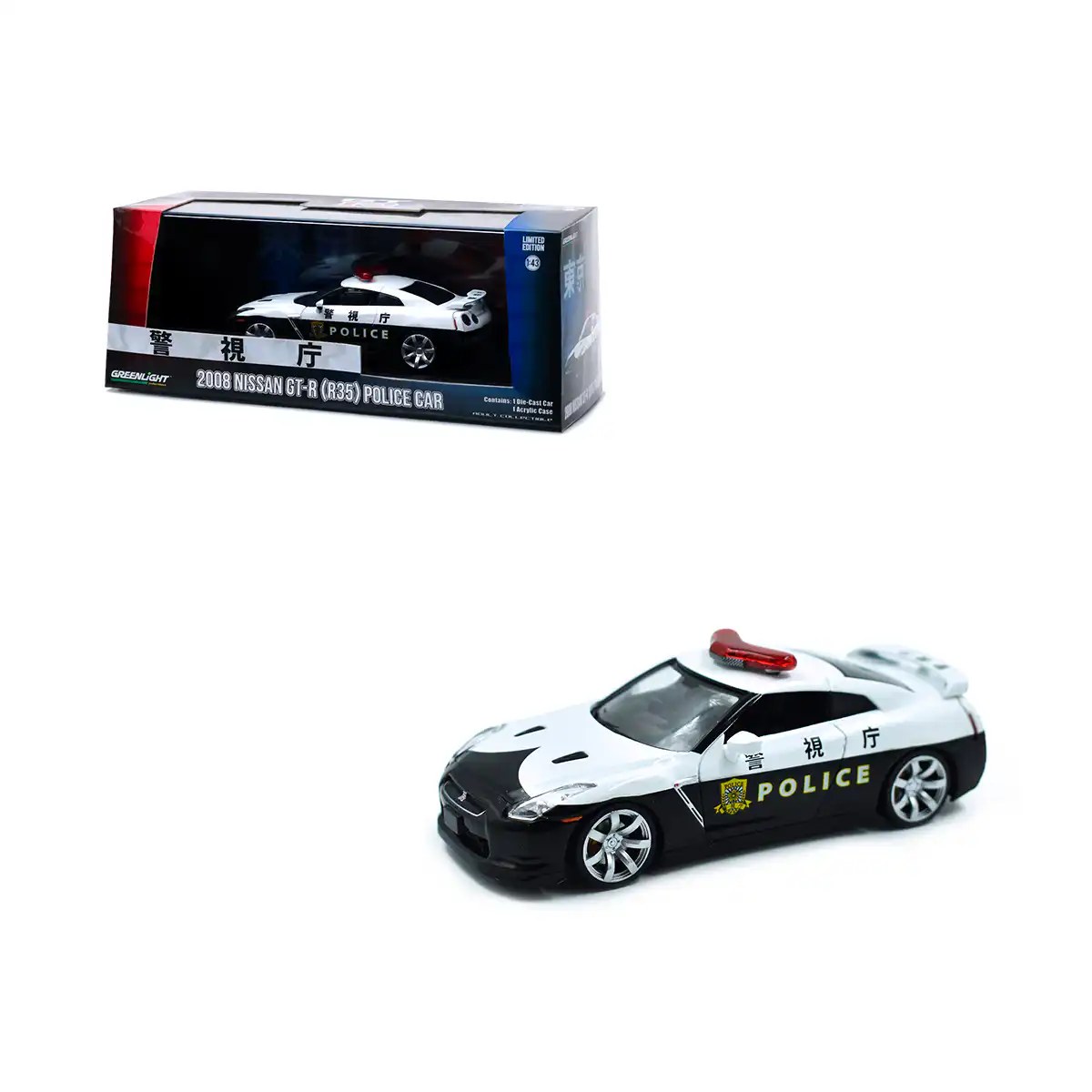 51068Nissan2 Nissan GTR R35 2008 Patrulla Policía Greenlight Escala 1/43