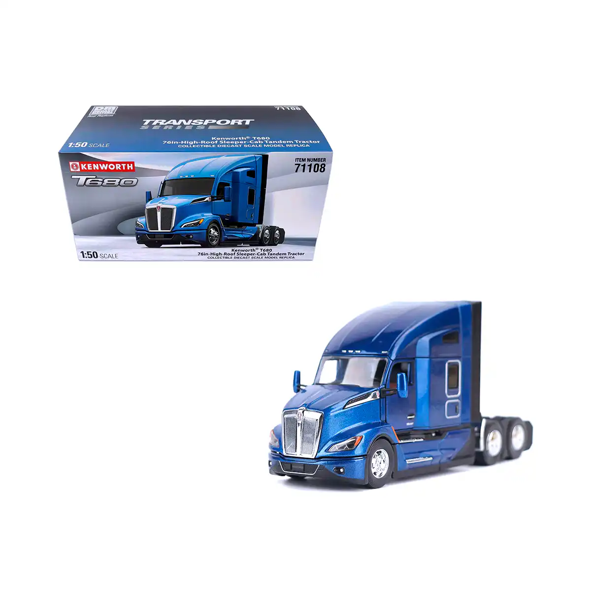 71108Kenworth2 Tráiler Kenworth T680 Tracto Diecast Masters Escala 1/50 BL - Imagen 1