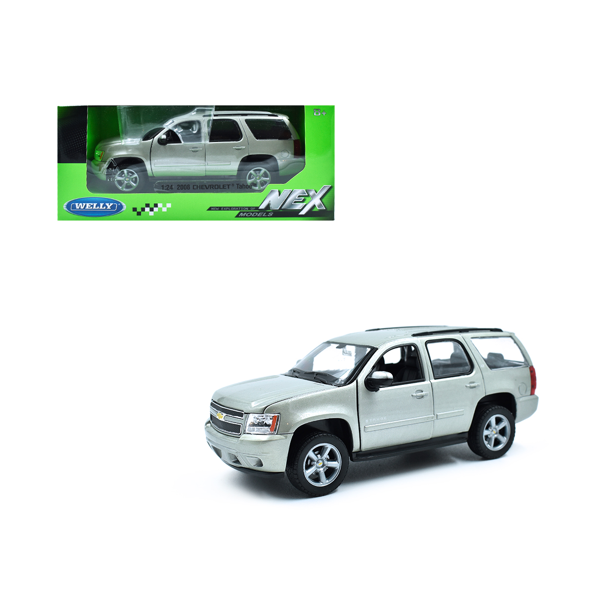 22509WTahoe1 Chevrolet Tahoe 2008 SUV Plata Welly NEX Escala 1/24 - Imagen 1
