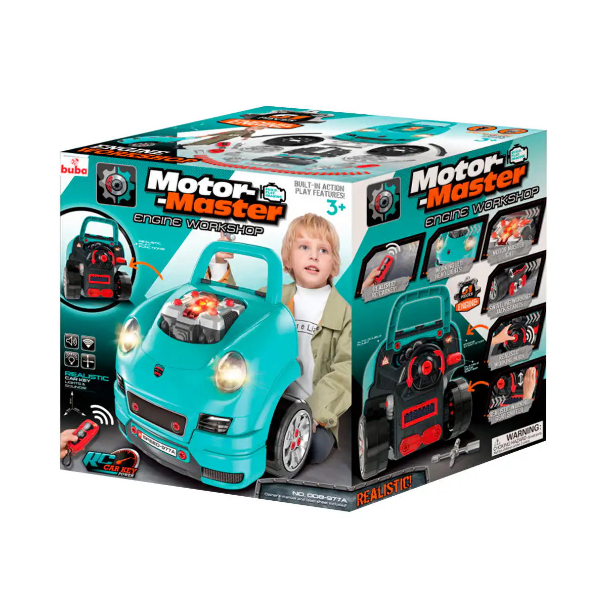 Cofre977AMotoredge Porsche Cofre Interactivo Juguete Armable con Luz y Sonido Verde
