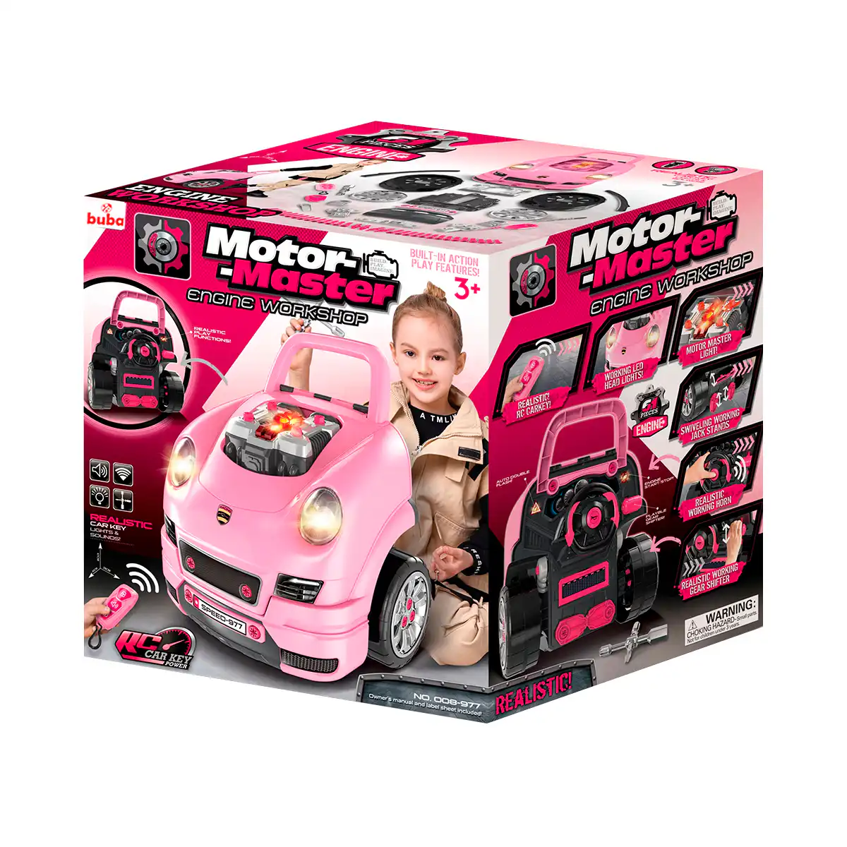 Cofre977Motoredge Porsche Cofre Interactivo Juguete Armable con Luz y Sonido Rosa