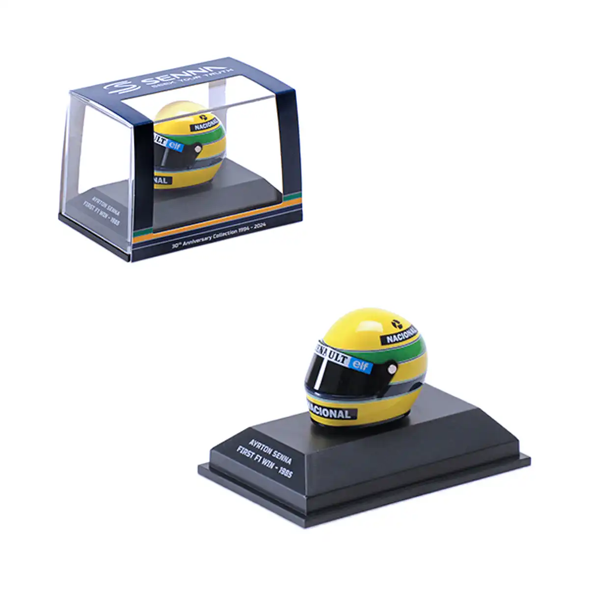540308512Senna Casco Ayrton Senna Primera Victoria 1985 Minichamps Escala 1/8 - Imagen 1