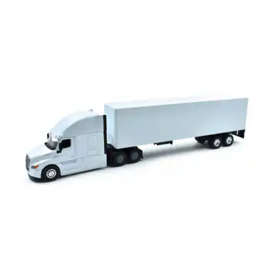 Freightliner Cascadia Tráiler con Caja Welly Escala 1/64 Blanco