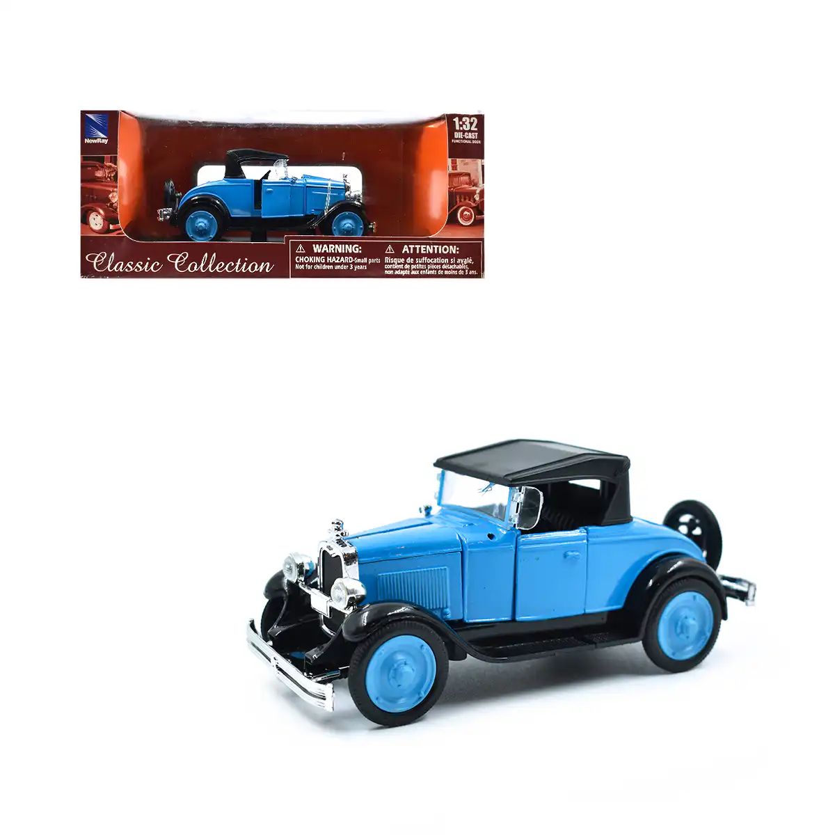 55013Chevy Chevrolet Roadster 1928 Coupe Clásico New Ray Escala 1/32