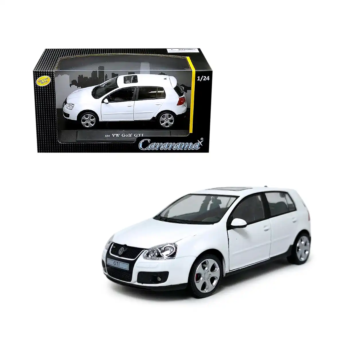 12518WHGolf1 Volkswagen Golf GTI MK5 VW Blanco Cararama Escala 1/24
